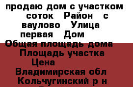продаю дом с участком 28соток › Район ­ с ваулово › Улица ­ первая › Дом ­ 43 › Общая площадь дома ­ 72 › Площадь участка ­ 28 › Цена ­ 1 800 000 - Владимирская обл., Кольчугинский р-н, Ваулово с. Недвижимость » Дома, коттеджи, дачи продажа   